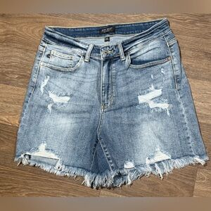 Judy Blue Light Blue Distressed Denim Shorts